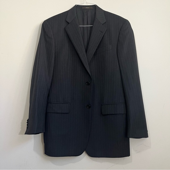 Joseph Abboud Men's Mark Shale Wool Super 120's Sport Coat Blazer Black Size 40L - Picture 1 of 16